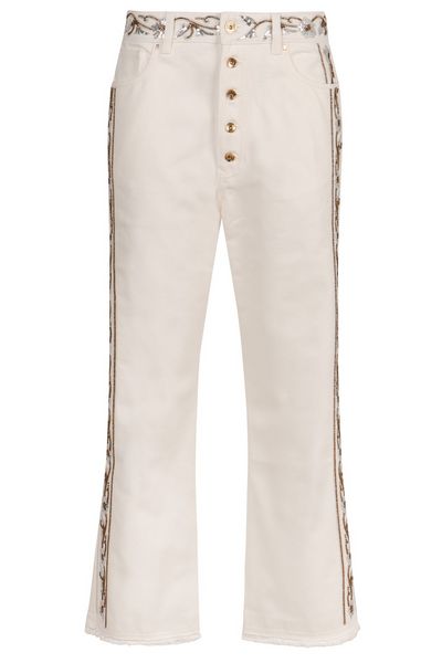 Paco Rabanne Floral Motif Mid-Rise Cropped Jeans