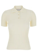 AMI Ribbed Slim Polo Knitted Top
