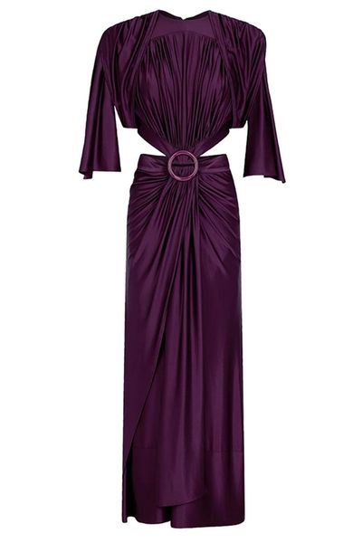Rabanne Ring-Detailed Ruched Maxi Dress
