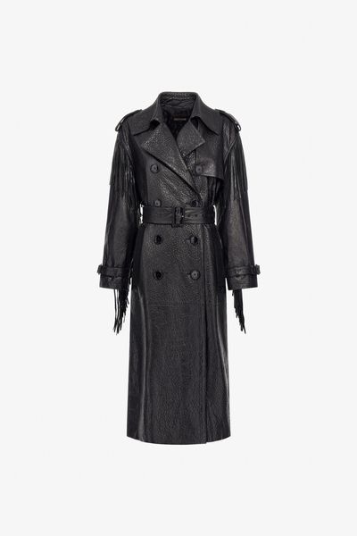 Roberto Cavalli Fringed Leather Trench Coat