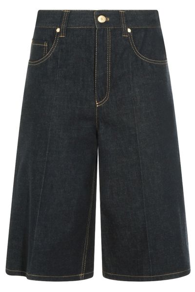 Brunello Cucinelli Logo Patch Denim Shorts