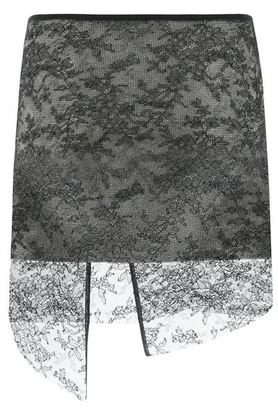 Nué Nuè Lace Overlay Asymmetric Embellished Skirt