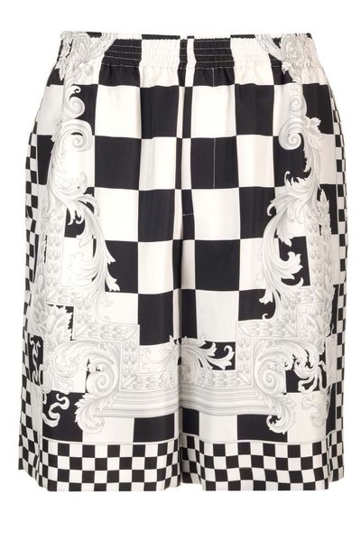 Versace Barocco Check-Printed Knee-Length Shorts