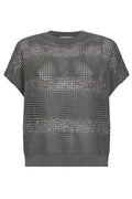 Brunello Cucinelli Open Knit Short Sleeve Sweater