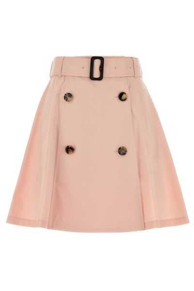 Burberry Buttoned Belted Skirt