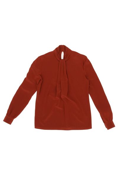 Saint Laurent Ascot Draped Blouse