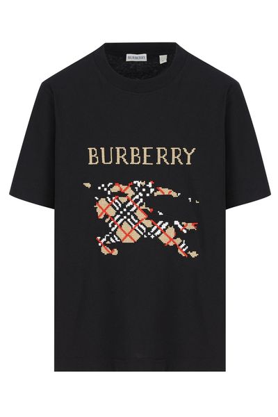 Burberry Logo Embroidered Checked T-Shirt