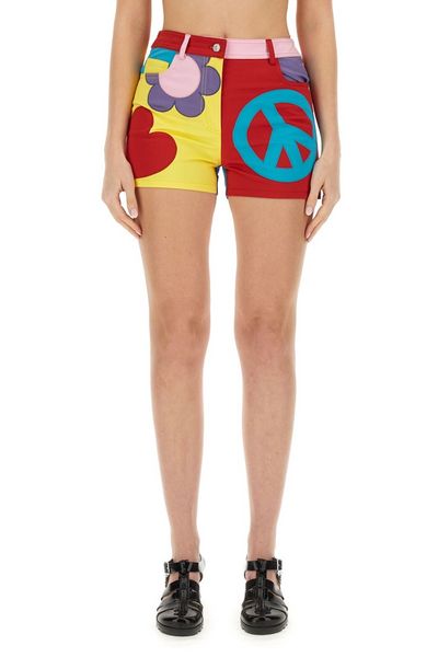 Moschino Jeans Colour-Blocked High-Waist Mini Shorts