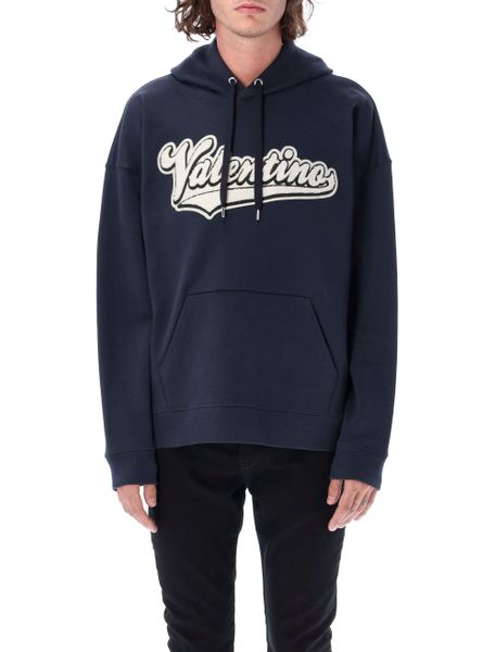 Valentino Logo Flocked Drawstring Hoodie
