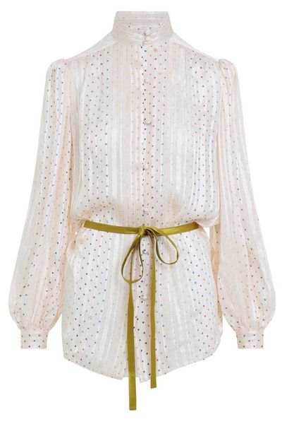 Valentino All-Over Star Printed Belted Shirt