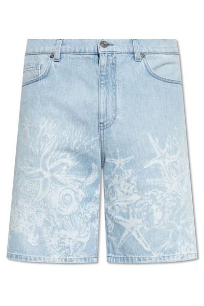 Versace Barocco Sea Mid-Rise Denim Shorts