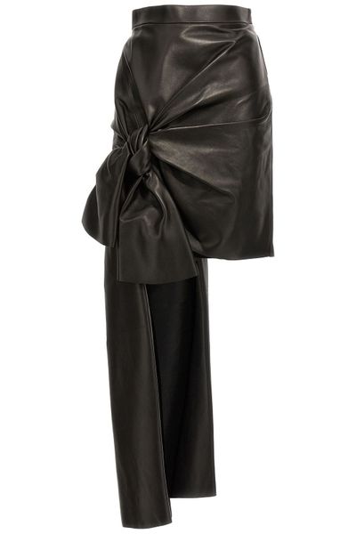 Alexander McQueen Knotted Drape Leather Mini Skirt