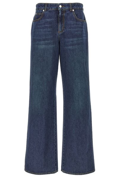 Alexander McQueen Logo Patch Wide-Leg Jeans