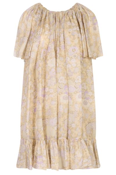 Chloé Flower Printed Short Pleated Dress