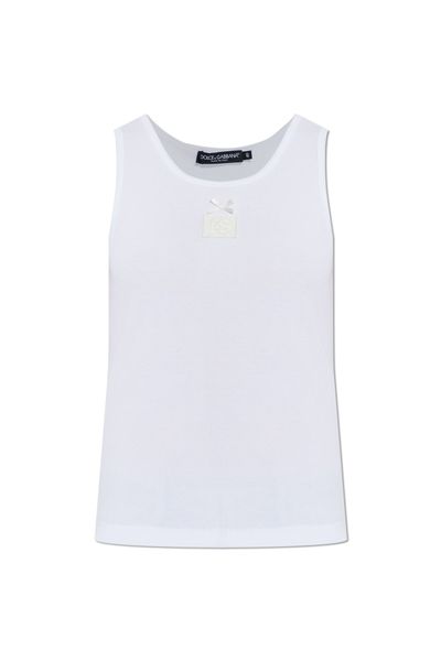 Dolce & Gabbana Logo Patch Ribbed Top