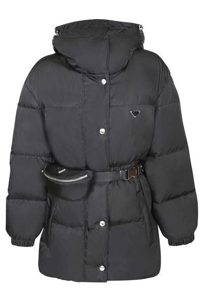 Prada Belted Hooded Down Jacket