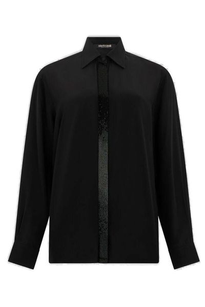 Roberto Cavalli Shimmer Detailed Satin Shirt
