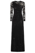 Self-Portrait Rhinestone Lace Sleeves Maxi Dress