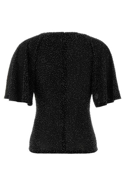 Rabanne Embroidered Flutter-Sleeve Top