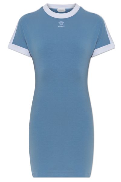 Versace Logo Embroidered T-Shirt Dress