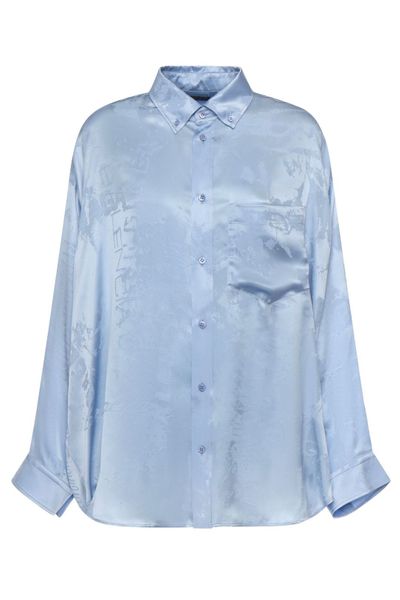 Balenciaga Washed Crayon Allover Long-Sleeve Cocoon Shirt