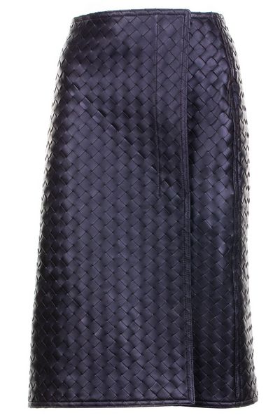 Bottega Veneta Intrecciato Leather Midi Skirt