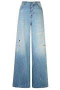 Dsquared2 Logo-Patch Distressed Wide-Leg Jeans
