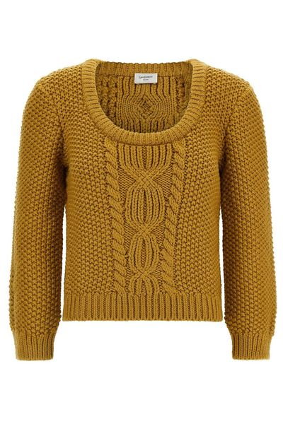 Saint Laurent Scoop-Neck Cable-Knit Jumper