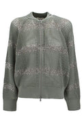 Brunello Cucinelli Open Knit Zip Knitted Jumper