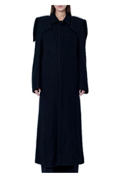 Yohji Yamamoto Shrink Serge Paneled Shoulder Long Coat
