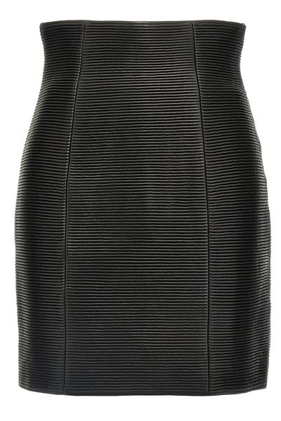 Balmain HW Rolled High-Waist Mini Skirt