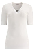 Brunello Cucinelli Monili Chain-Embellished V-Neck T-Shirt