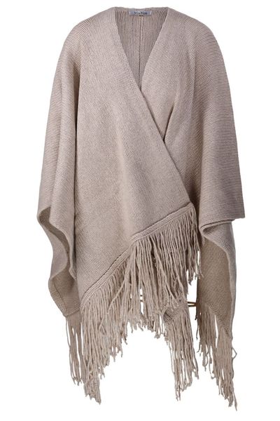 Max Mara Bacini Fringed Knit Cape