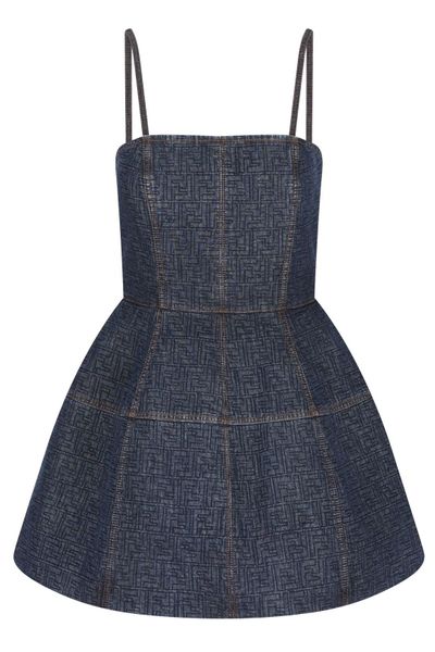 Fendi FF Motif Denim Mini Dress