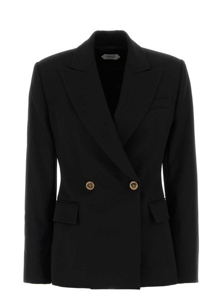 Versace Double-Breasted Grain De Poudre Blazer
