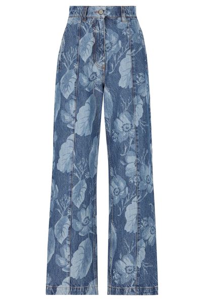 Fendi Floral Printed Straight-Leg Long Jeans