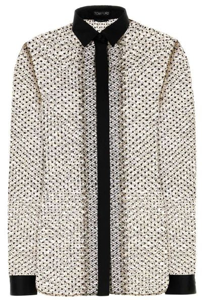 Tom Ford Long Sleeved Lace Floral-Pattern Shirt