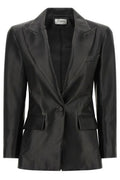 Balmain Single-Breasted Leather Blazer