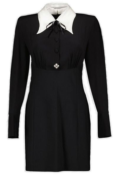 Versace Pearl-Detailed Long-Sleeved Mini Dress