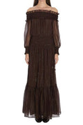 Self-Portrait Georgette Off Shoulder Maxi Dress