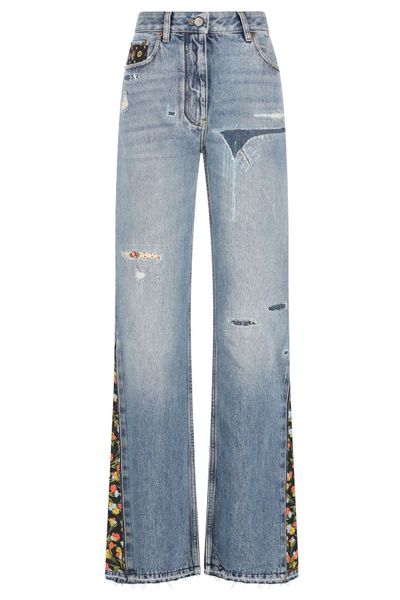 Valentino Floral Panelled Flared Jeans