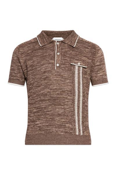 Versace Mouliné Jacquard Knit Polo Shirt