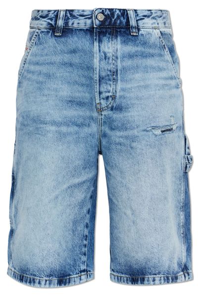Diesel Distressed Fluid Denim Relaxed Shorts