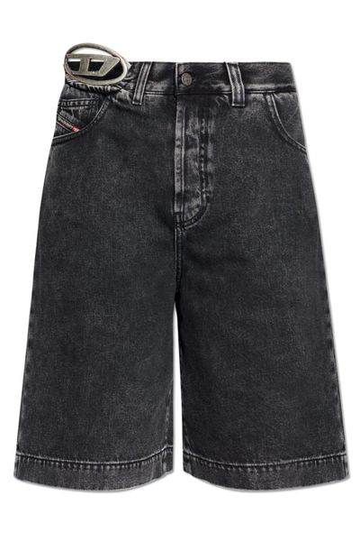 Diesel Logo Plaque Knee-Length Denim Shorts