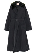 Plan C Embellished Collar Belted Coat
