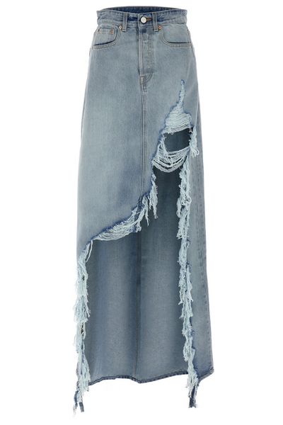Vetements Distressed Draped Denim Skirt