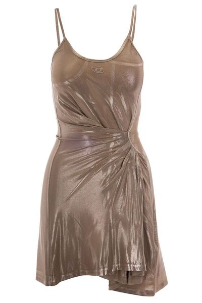 Diesel Metallic Finish Stretch Jersey Mini Dress