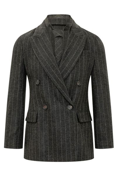 Brunello Cucinelli Double-Breasted Pinstripe Blazer