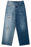 Vetements Distressed Wide-Leg Jeans