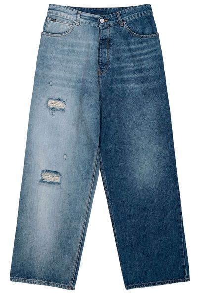 Vetements Distressed Wide-Leg Jeans